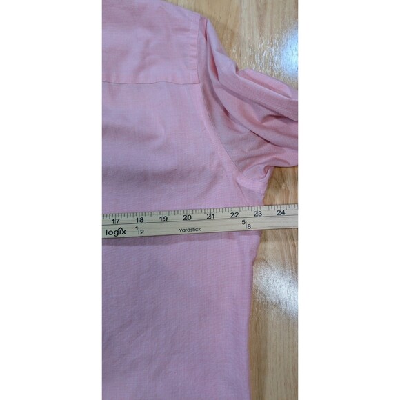Haggar Men’s Fitted Dress Shirt 16.5 34/35 Pink Long Sleeve Button Up Large - Picture 5 of 6